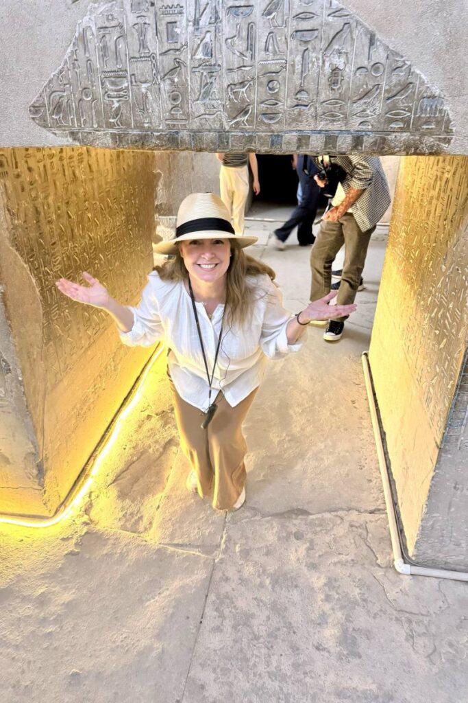 Travel Advisor Adventures by Terra inside the pyramid of King Unas in Cairo Egypt